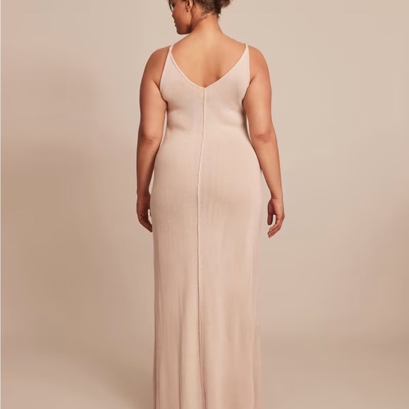 Honore 11 Wool Blend V Neck Maxi Della Dress in Color Natural size 3 22/24 - Picture 8 of 9